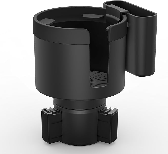 Seven Sparta Cup Holder Expander with Phone Holder & Cable Access, 3-in-1 Car Organizer, Side Storage Box for Phone/Cards, Compatible with Yeti, Owala, Hydro Flasks & Large Bottles Mugs in 3.4"-3.8"