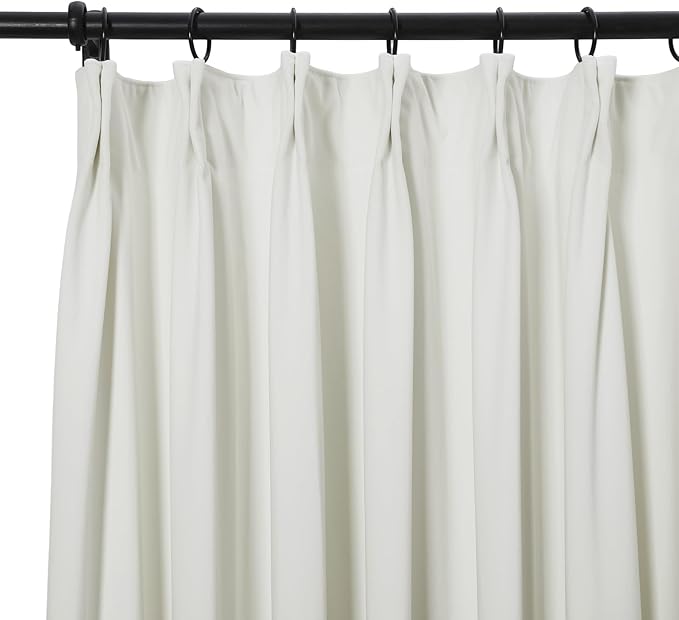 ChadMade Luxury Velvet Drape for Dining Room Pinch Pleat Lined Curtain 96 Inch Length, Solid Light Blocking Drape Heavyweight Privacy Window Treatment (W84 x L96, 1 Panel, Off White)