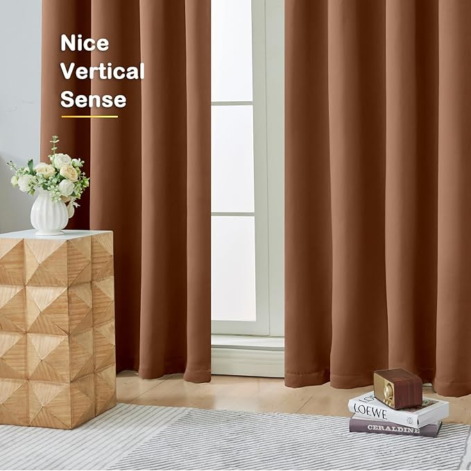 OVZME Sun Baked Blackout Curtains for Bedroom 84 Inch Length 2 Panels, Soft Fabric Thermal Insulated Curtains for Living Room, Dual Rod Pocket Design Modern Window Treatment Drapes, 2x40Wx84L Inches
