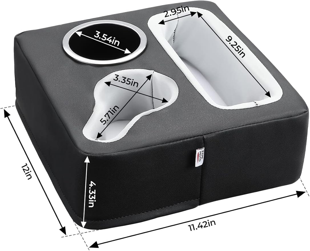 KEMIMOTO Back Seat Cup Holder for Car, Couch Cup Holder, Car Truck Boat Organizer, Couch Sofa Bed Expander Tray Holds Drinks, Snacks, Remote, Cell Mobile Phone (Black)