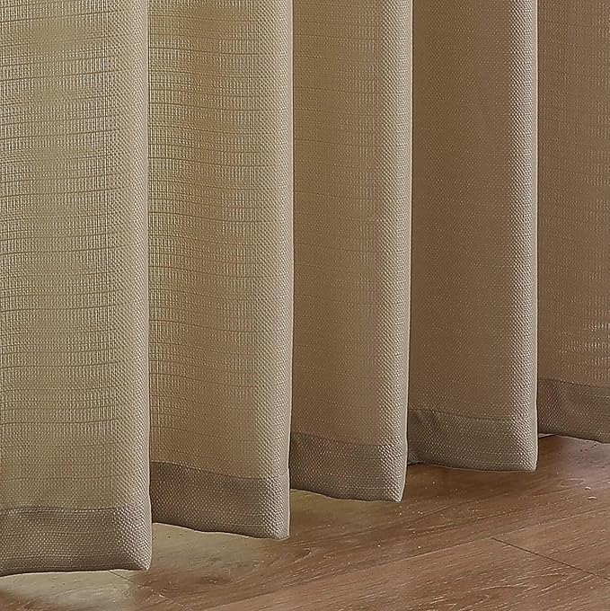 Camel Curtains for Windows 54 Inch Length 2 Panels Set for Bedroom, Semi Light Filtering Thick Soft Curtains for Living Room Office, Dual Rod Pocket Farmhouse Window Drapes, 2x40Wx54L Inches