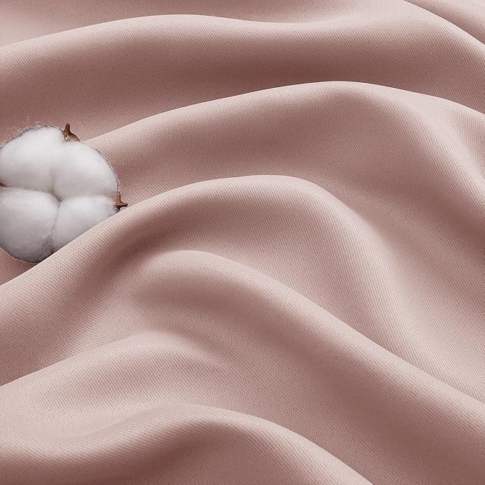 Blush Blackout Curtains for Bedroom Living Room 72 Inches Long 2 Panels Set, Soft Solid Thermal Room Darkening French Door Curtain, Modern Rod Pocket Design, Blush, 40" Wx72 L