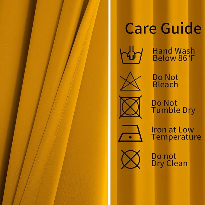 Pickluc Grommet Blackout Curtains 84 Inches Long 2 Panels, Light Blocking Window Drapes for Living Room, Thermal Insulated, Noise Reduction, Mustard Yellow, 52" Wide x 84" Length