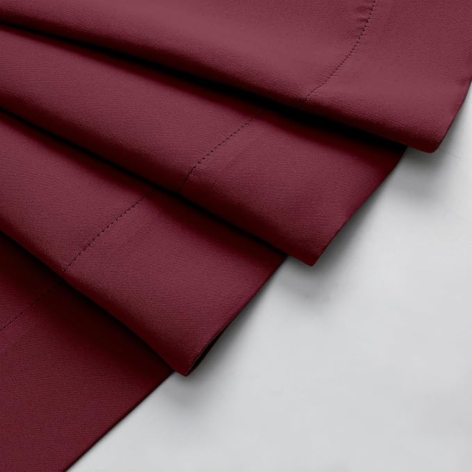 Burgundy Cafe Blackout Curtains 36 Inch Length 2 Panels Set, Soft Solid Thermal Insulated Room Darkening Small Window Curtains for Kitchen Bathroom Basement, Burgundy, Each, 40" Wx36 L