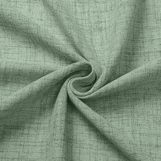 Tollpiz Linen Tier Curtain Rod Pocket Semi Sheer Half Kitchen Curtains Burlap Light Filtering Thick Linen Drape for Bathroom, 30 x 36 inches Long, Sage Green, Set of 2 Panels