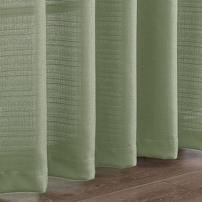 Yellow Green Curtains 63 Inch Length 2 Panels Set, Soft Airy Faux Linen Burlap Textured Light Filtering Window Curtains for Living Room, Dual Rod Pocket Window Treatment Drapes, 2x40Wx63L