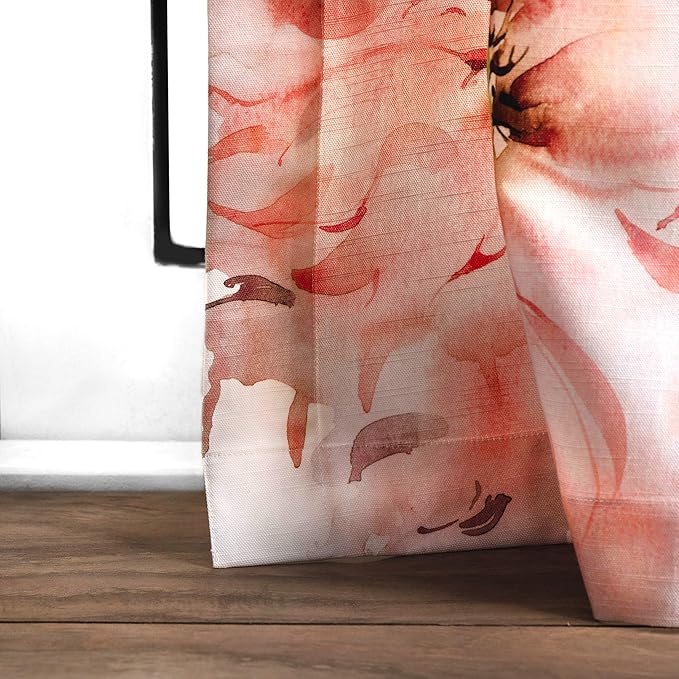 Maison d' Hermine Curtains for Living Room 100% Cotton 108 inch Length One Panel Light Filtering Curtains for Bedroom Windows with Rod and Loop Pockets Drapes (Floral White, 50" W x 108" L)