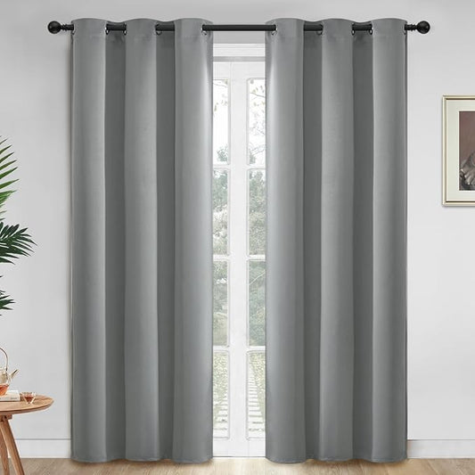 Yakamok Dove Grey Room Darking 84 Inch Length 2 Panel Sets for Livingroom Dining Room Darkening Thermal Insulated Bay Window Hotel Modern Elegant Black Out Sunblock Curtins/Bedroom,42 x 84 Inches