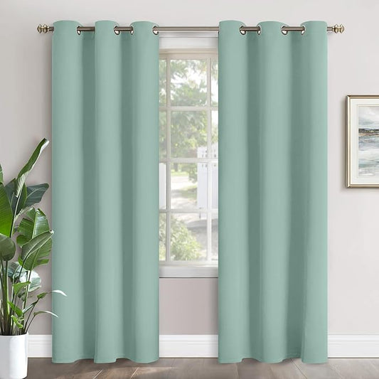 YoungsTex Sage Green Blackout Curtains for Living Room 84 Inches Length - Thermal Insulated with Grommet Room Darkening Drapes for Bedroom Dining Room Privacy Decorative, 2 Panels, 42 x 84 Inch