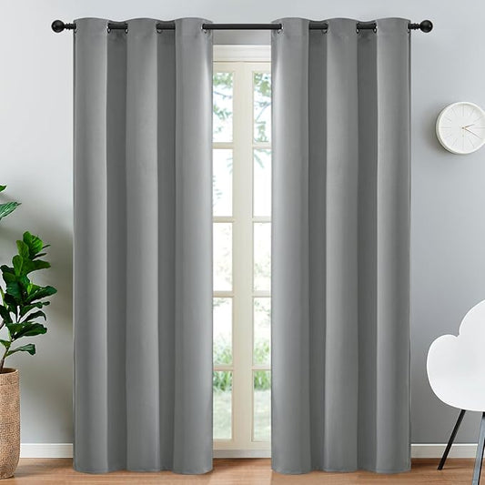 Yakamok Dove Grey Room Darking 90Inch Length 2 Panel Sets for Livingroom Dining Room Darkening Thermal Insulated Bay Window Hotel Modern Elegant Black Out Sunblock Curtins/Bedroom,38 x 90 Inches