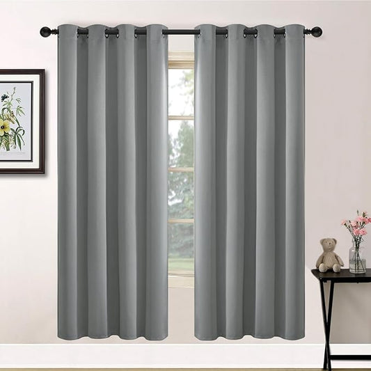 Yakamok Dove Grey Room Darking 72 Inch Length 2 Panel Sets for Livingroom Dining Room Darkening Thermal Insulated Bay Window Hotel Modern Elegant Black Out Sunblock Curtins/Bedroom,52 x 72 Inches
