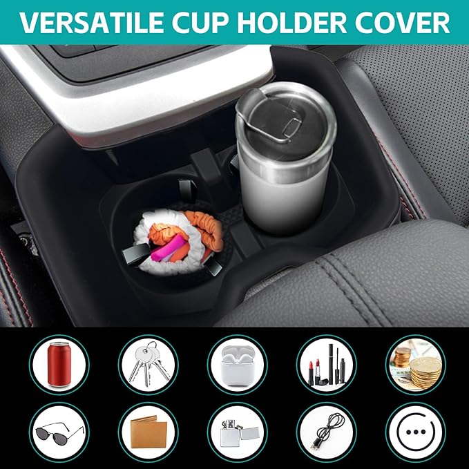 Cup Holder Organizer Compatible with 2022 2023 2024 2025 Toyota RAV4 Accessories, Noise-Free Water & Dust Proof TPE Insert Center Console Drink Holder Protector for 2022-2025 RAV-4 Accessories