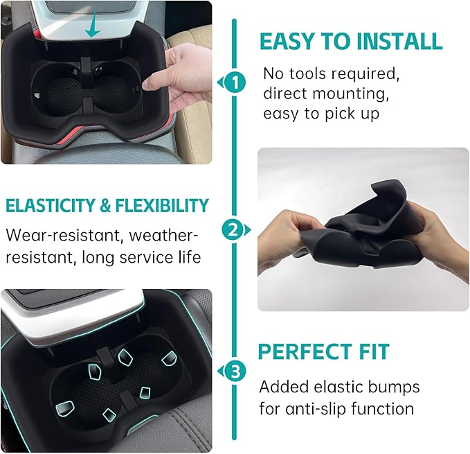 Cup Holder Organizer Compatible with 2022 2023 2024 2025 Toyota RAV4 Accessories, Noise-Free Water & Dust Proof TPE Insert Center Console Drink Holder Protector for 2022-2025 RAV-4 Accessories