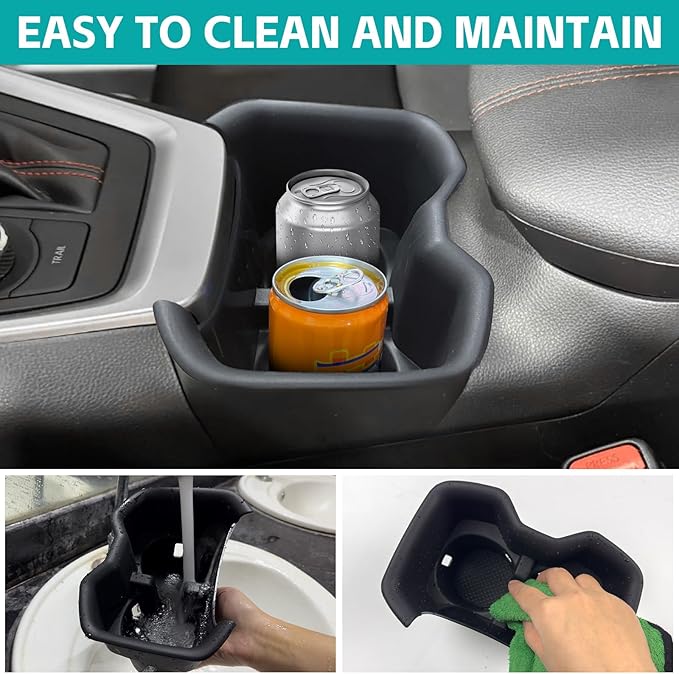 Cup Holder Organizer Compatible with 2022 2023 2024 2025 Toyota RAV4 Accessories, Noise-Free Water & Dust Proof TPE Insert Center Console Drink Holder Protector for 2022-2025 RAV-4 Accessories