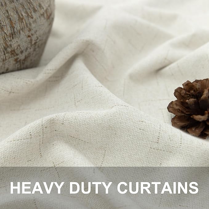 100 Inch Curtains Blackout for Bedroom Cooling Black Out Large Window Linen Look Custom Length 100 Inches Long Neutral Cream Colored Sound Proof Heat Blocking Thermal Drapes for Living Room Dorm 2Pcs