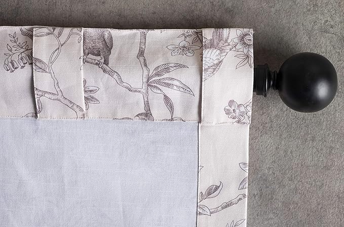 Maison d' Hermine Curtains for living room 100% Cotton 96 inch length One Panel Light Filtering Toile Curtains for Bedroom Windows with rod and loop Pockets Drapes (Jouy Paradise Beige, 50"W x 96"L)